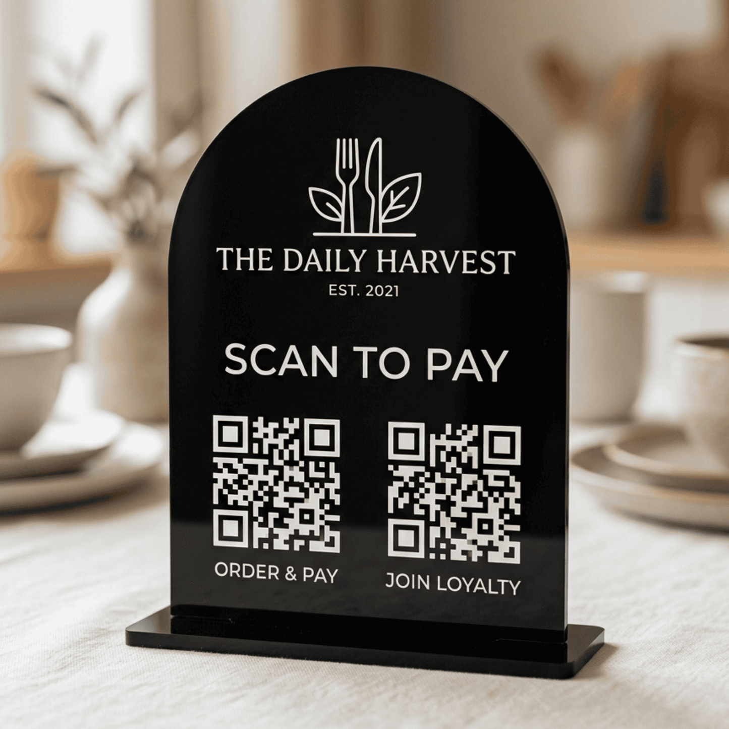 Custom Arched Acrylic QR Code Sign