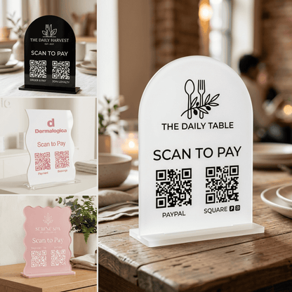 Custom Hexagon Acrylic QR Code Sign