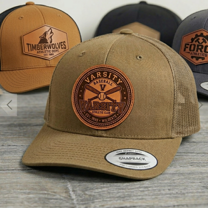 Custom Laser Engraved Sport Logo Leather Patch Trucker Hat