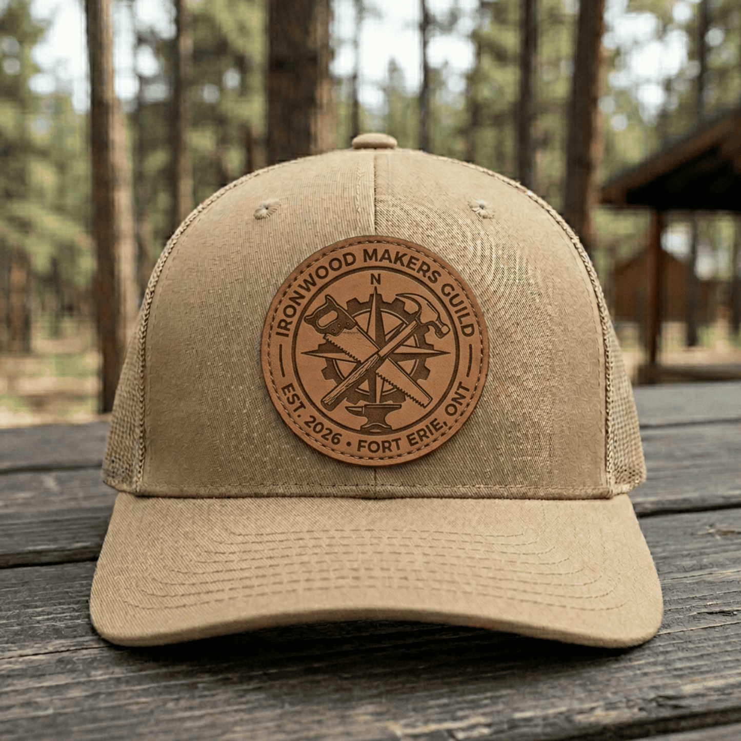 Custom Logo Engraved Leather Patch Trucker Hat, Personalized Business Branding Cap