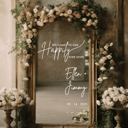 Welcome to our Happily Ever After Wedding Vinyl Decal Sticker
