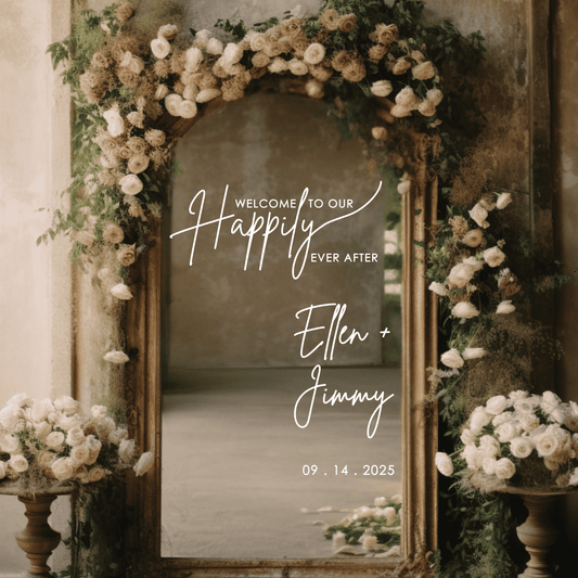 Welcome to our Happily Ever After Wedding Vinyl Decal Sticker