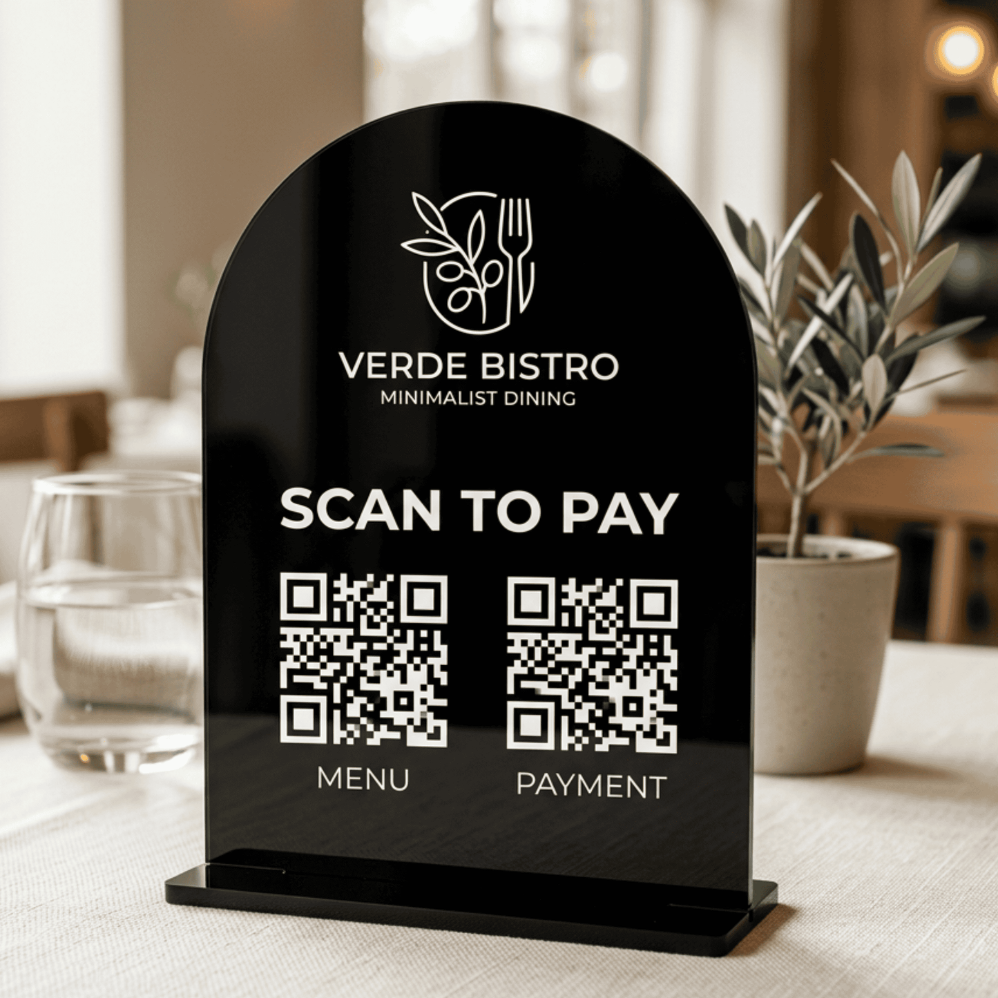 Custom Arched Acrylic QR Code Sign