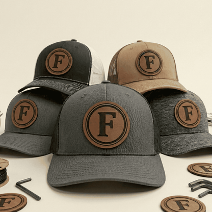 Custom Logo Leather Patch Trucker Hat, Engraved Business Logo Cap, Bulk Order Apparel
