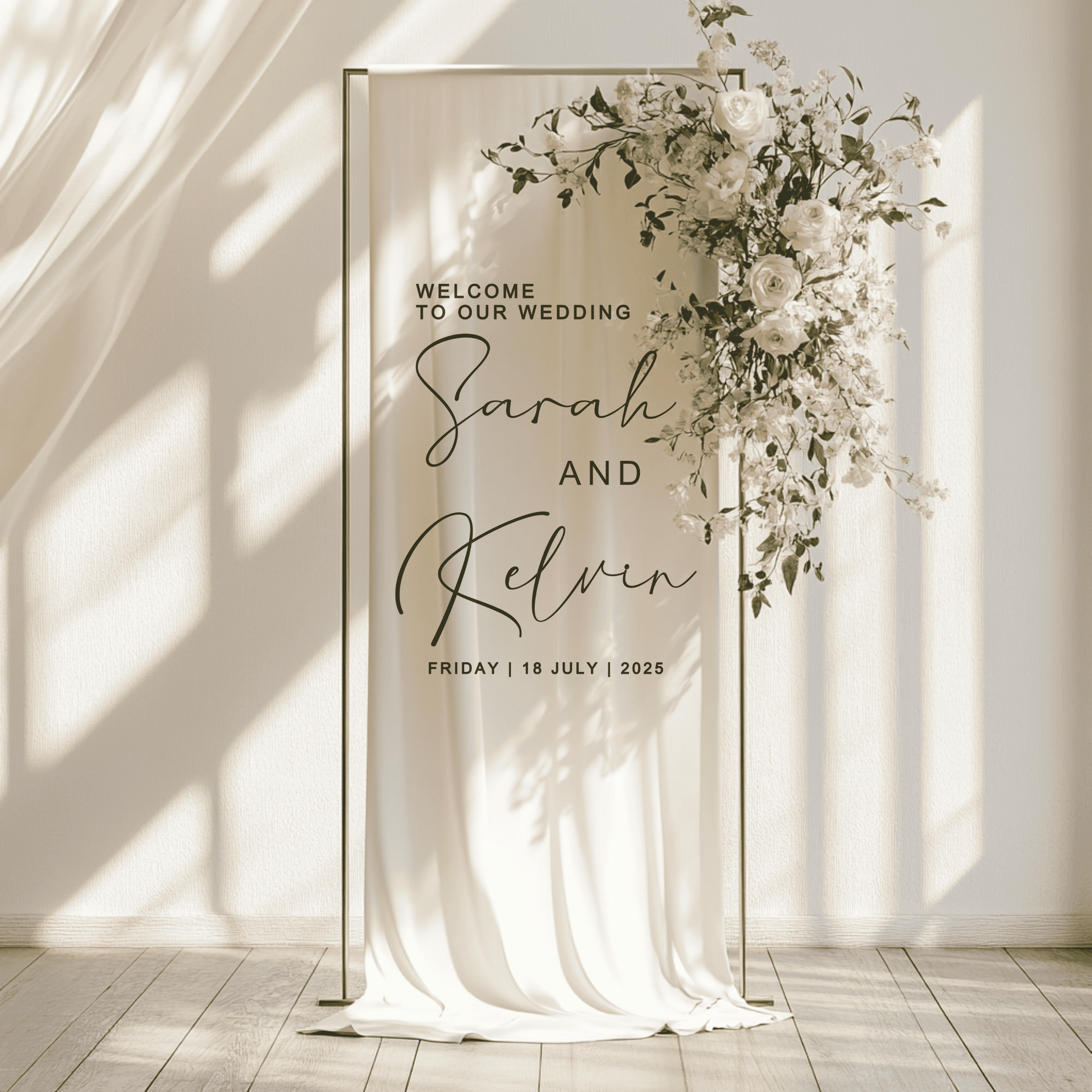 Custom Linen Fabric Wedding Welcome Sign