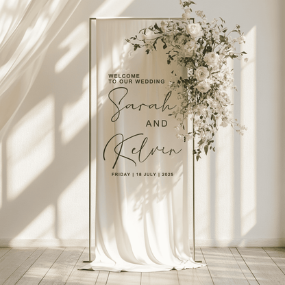 Custom Linen Fabric Wedding Welcome Sign