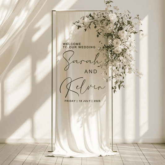 Custom Linen Fabric Wedding Welcome Sign
