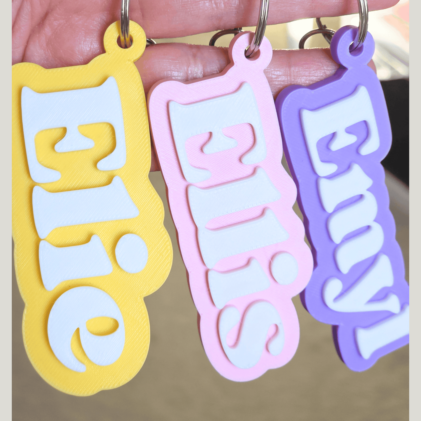 Custom Name 3D Printed Keychain - Custom Name Keychain - Backpack Tag