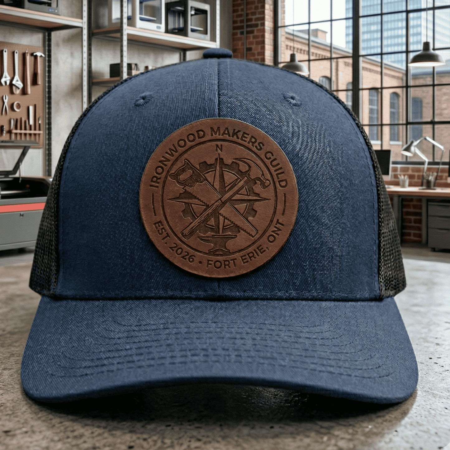 Custom Leather Patch Trucker Hat, Laser Engraved Business Logo Cap, Personalized Apparel