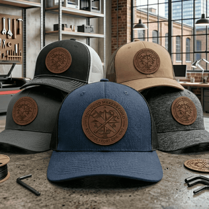 Custom Leather Patch Trucker Hat, Laser Engraved Business Logo Cap, Personalized Apparel