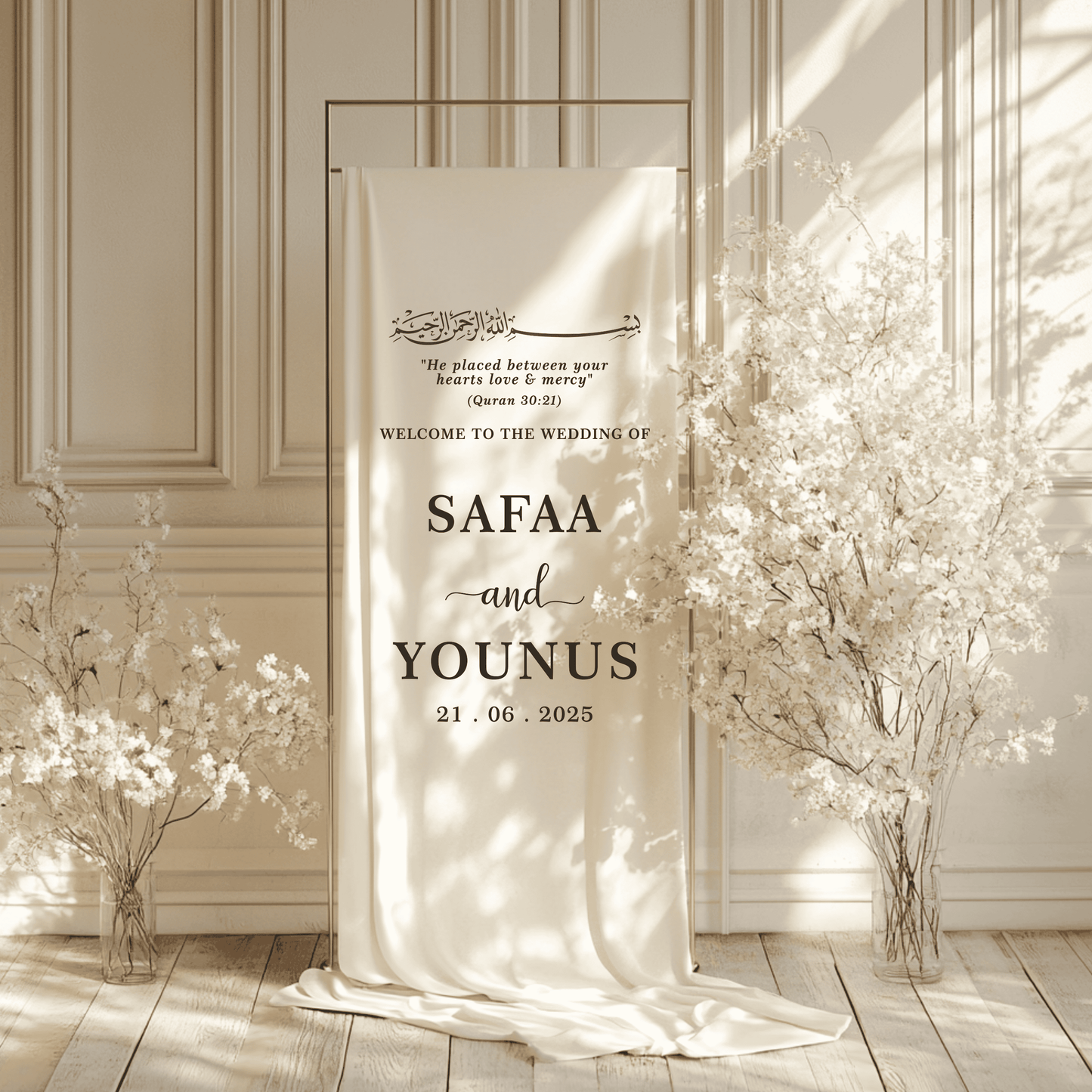 Custom Linen Fabric Wedding Welcome Sign - CFS02