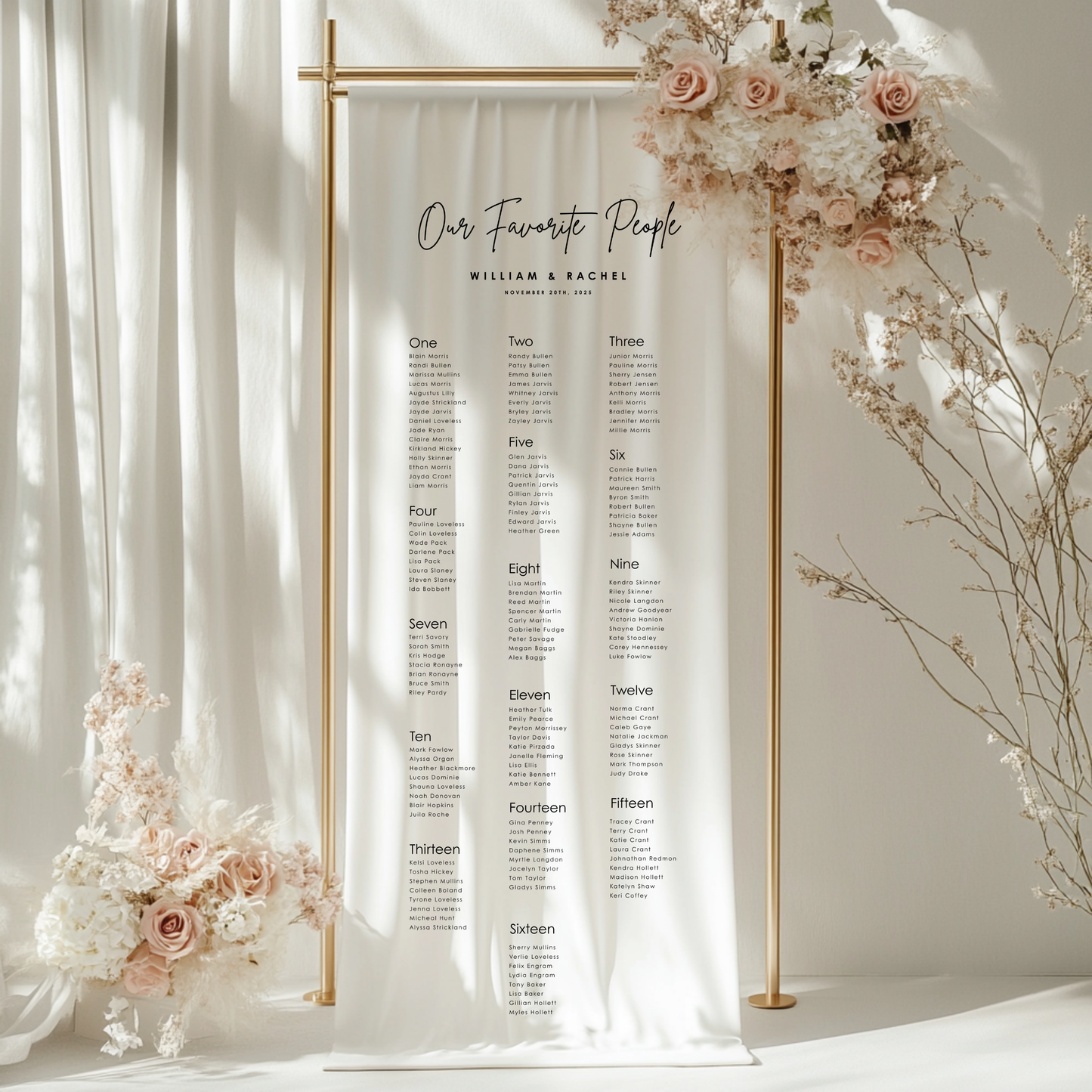 Custom Linen Fabric Wedding Seating Chart Sign - CFS09