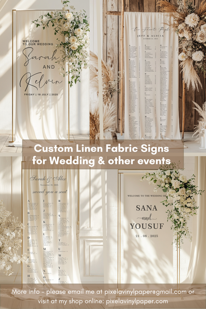 Custom Linen Fabric Wedding Seating Chart Sign - CFS09