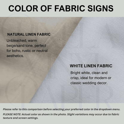Comparison of natural linen and white linen fabric with text describing their characteristics.
