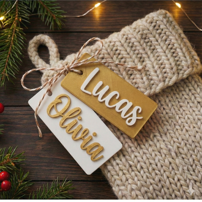 Personalized Stocking Tag, Christmas Name, Custom 3D Print