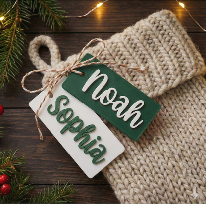 Personalized Stocking Tag, Christmas Name, Custom 3D Print
