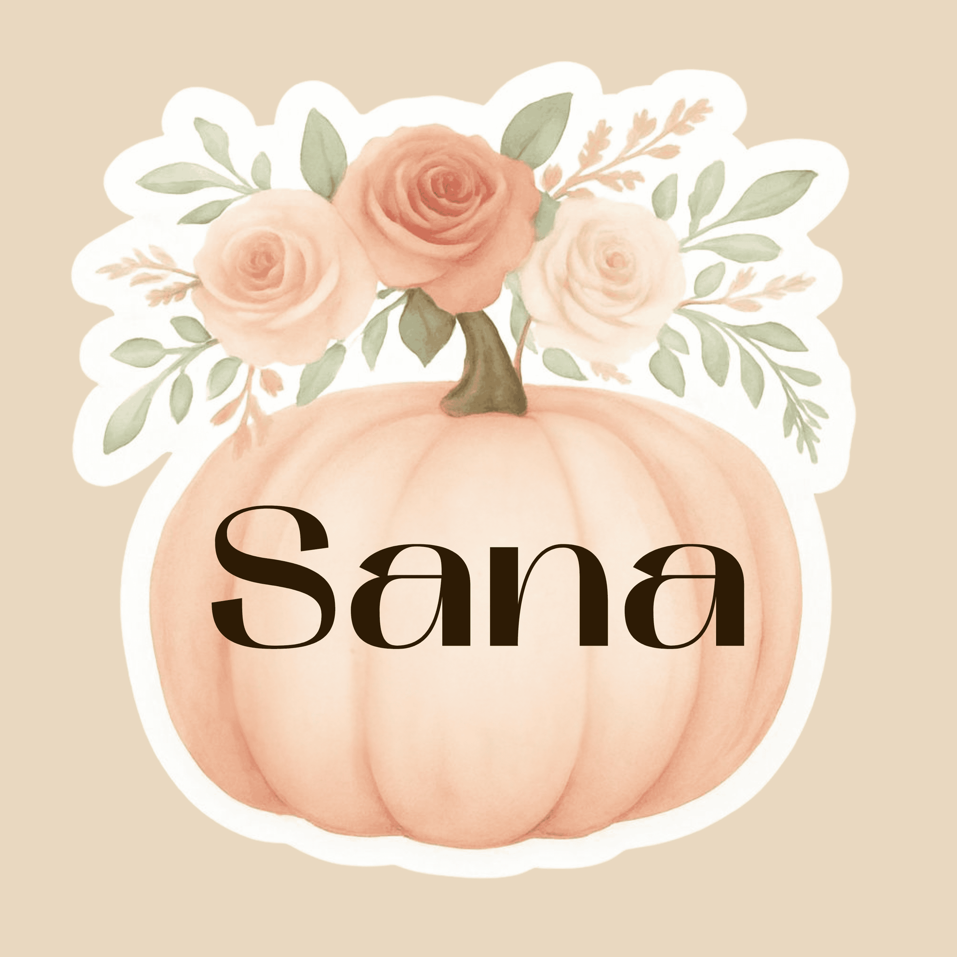 Custom Name Pumpkin Floral Sticker