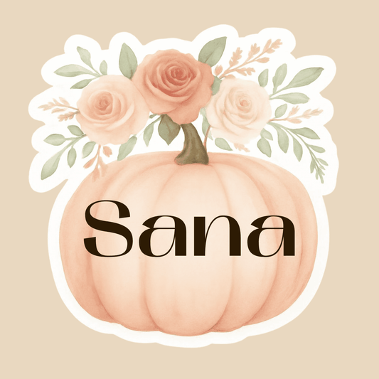 Custom Name Pumpkin Floral Sticker