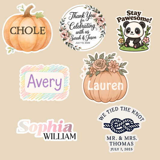 Custom Stickers for Wedding, Small Business, Party Stickers and much more