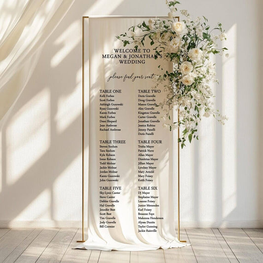 Custom Linen Fabric Wedding Seating Chart Sign