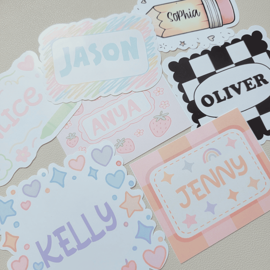 Custom Name Sticker Labels, Waterproof School Name Tags for Kids, Lunch Box & Water Bottle