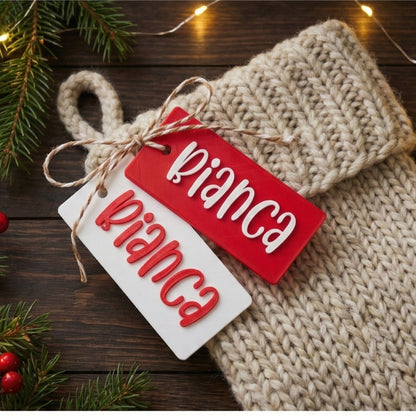 Personalized Stocking Tag, Christmas Name, Custom 3D Print